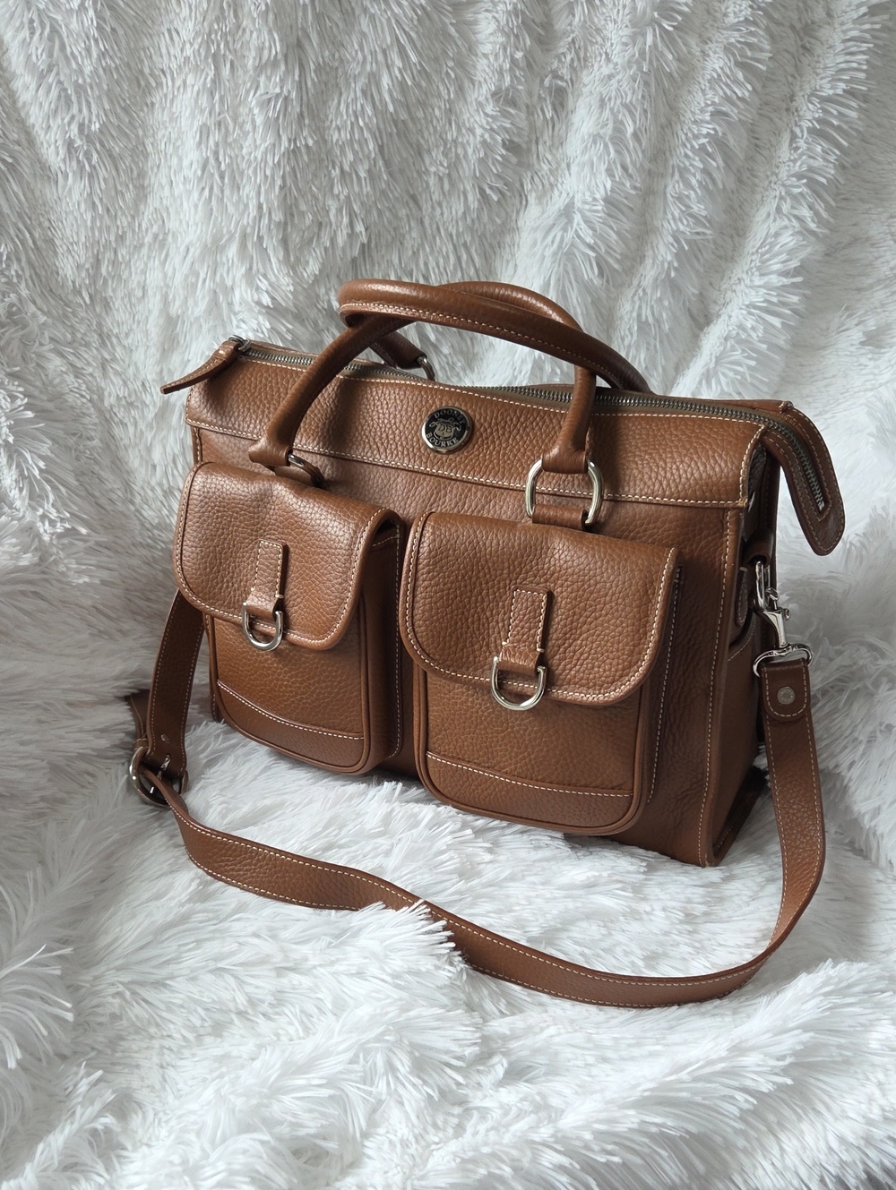 Dooney & Bourke Classic Brown Leather Briefcase Style Handbag